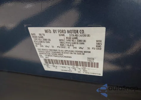 2018 Ford Explorer from USA, damaged, VIN 1FM5K7B82JGC86899